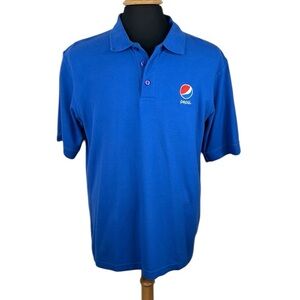 Vantage Pepsi Men's Royal Blue Embroidered Logo Patch Polo Shirt Size Large
